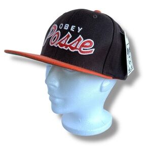 NWT Obey Brown and Orange Posse Snapback Hat Cap Wool Blend